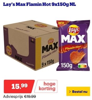 Promoties Lay`s max flamin hot - Lay's - Geldig van 29/04/2024 tot 05/05/2024 bij Bol.com