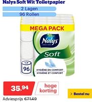 Promoties Nalys soft wit toiletpapier - Nalys - Geldig van 29/04/2024 tot 05/05/2024 bij Bol.com