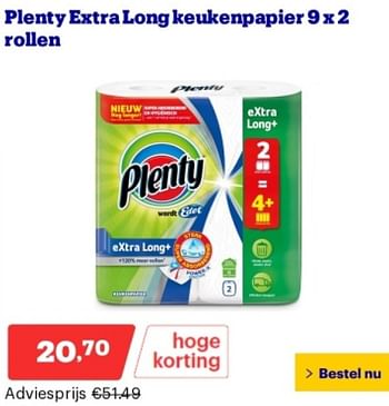Promoties Plenty extra long keukenpapier - Plenty - Geldig van 29/04/2024 tot 05/05/2024 bij Bol.com