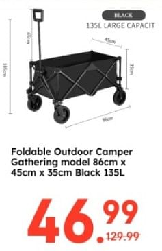 Promotions Foldable outdoor camper gathering black - Produit maison - Ochama - Valide de 29/04/2024 à 11/05/2024 chez Ochama