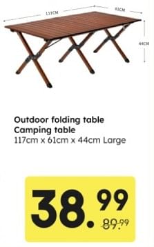 Promotions Outdoor folding table camping table - Produit maison - Ochama - Valide de 29/04/2024 à 11/05/2024 chez Ochama