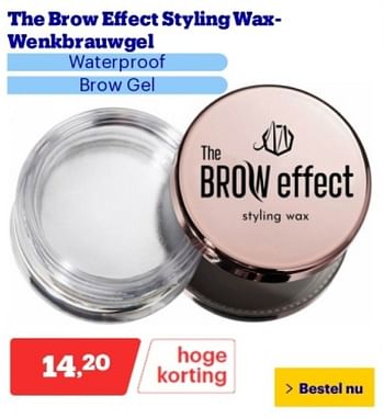Promoties The brow effect styling wax wenkbrauwgel - Huismerk - Bol.com - Geldig van 29/04/2024 tot 05/05/2024 bij Bol.com