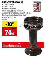 Promotions Barbecook barbecue loewy 40 - Barbecook - Valide de 29/04/2024 à 02/06/2024 chez Dema