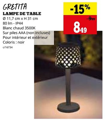 Promoties Gretita lampe de table - Huismerk - Dema - Geldig van 29/04/2024 tot 02/06/2024 bij Dema