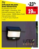 Promotions Try applique solaire avec détecteur - Lutec - Valide de 29/04/2024 à 02/06/2024 chez Dema