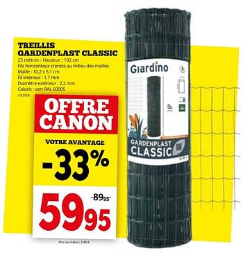 Promoties Treillis gardenplast classic - Giardino - Geldig van 29/04/2024 tot 02/06/2024 bij Dema