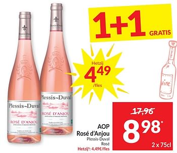 Promotions Aop rosé d`anjou plessis duval rosé - Vins rosé - Valide de 30/04/2024 à 05/05/2024 chez Intermarche
