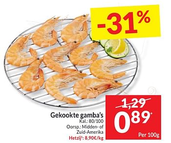 Promoties Gekookte gamba`s - Huismerk - Intermarche - Geldig van 30/04/2024 tot 05/05/2024 bij Intermarche
