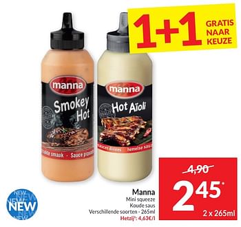 Promotions Mini squeeze koude saus - Manna - Valide de 30/04/2024 à 05/05/2024 chez Intermarche