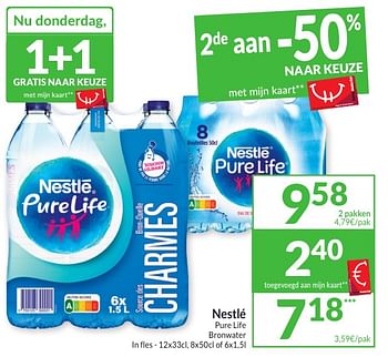 Promotions Pure life bronwater - Nestlé - Valide de 30/04/2024 à 05/05/2024 chez Intermarche