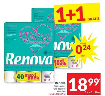 Promotions Toiletpapier pure douceur - Renova - Valide de 30/04/2024 à 05/05/2024 chez Intermarche