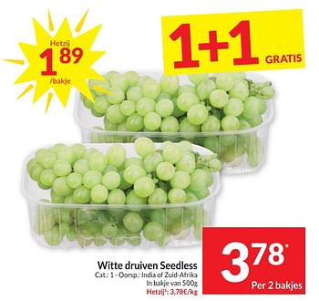 Promotions Witte druiven seedless - Produit maison - Intermarche - Valide de 30/04/2024 à 05/05/2024 chez Intermarche