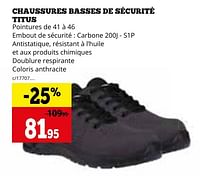 Promotions Chaussures basses de sécurité titus - Herock - Valide de 29/04/2024 à 02/06/2024 chez Dema