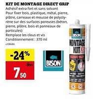 Promotions Kit de montage direct grip - Bison - Valide de 29/04/2024 à 02/06/2024 chez Dema