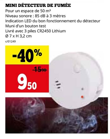 Promotions Mini détecteur de fumée - Produit maison - Dema - Valide de 29/04/2024 à 02/06/2024 chez Dema