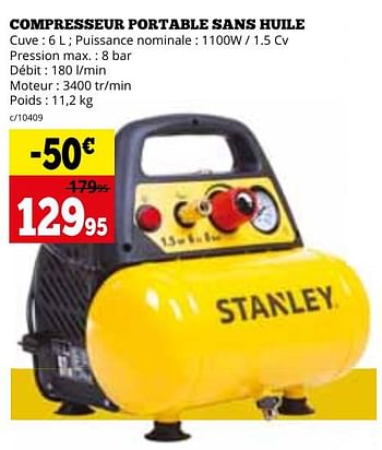 Promoties Stanley compresseur portable sans huile - Stanley - Geldig van 29/04/2024 tot 02/06/2024 bij Dema