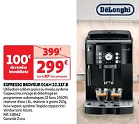 Promoties Delonghi espresso broyeur ecam 22.117.b - Delonghi - Geldig van 30/04/2024 tot 06/05/2024 bij Auchan