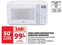 Micro-ondes monofonction whirlpool mwo609wh-Whirlpool