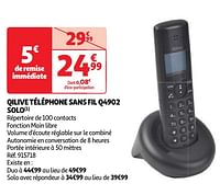 Promoties Qilive téléphone sans fil q4902 solo - Qilive - Geldig van 30/04/2024 tot 06/05/2024 bij Auchan