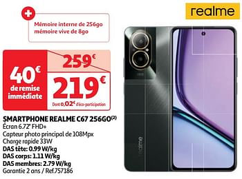 Promotions Smartphone realme c67 256go - Realme - Valide de 30/04/2024 à 06/05/2024 chez Auchan Ronq