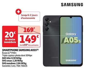 Promotions Smartphone samsung a05s - Samsung - Valide de 30/04/2024 à 06/05/2024 chez Auchan Ronq