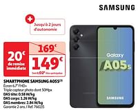 Promoties Smartphone samsung a05s - Samsung - Geldig van 30/04/2024 tot 06/05/2024 bij Auchan