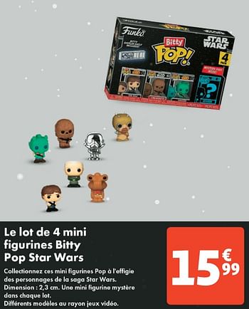 Promoties Le lot de 4 mini figurines bitty pop star wars - Huismerk - Auchan - Geldig van 30/04/2024 tot 06/05/2024 bij Auchan