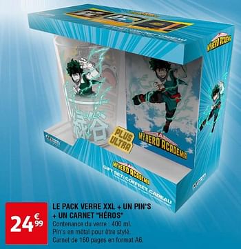 Promoties Le pack verre xxl + un pin`s + un carnet héros - AbyStyle - Geldig van 30/04/2024 tot 06/05/2024 bij Auchan