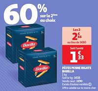 Promoties Pâtes penne rigate barilla - Barilla - Geldig van 30/04/2024 tot 05/05/2024 bij Auchan