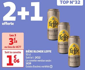 Promotions Bière blonde leffe - Leffe - Valide de 30/04/2024 à 05/05/2024 chez Auchan Ronq