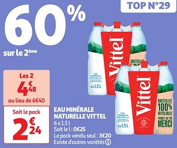 Promotions Eau minérale naturelle vittel - Vittel - Valide de 30/04/2024 à 05/05/2024 chez Auchan Ronq