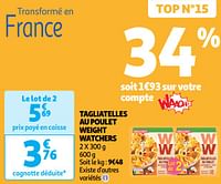 Promoties Tagliatelles au poulet weight watchers - Weight Watchers - Geldig van 30/04/2024 tot 05/05/2024 bij Auchan