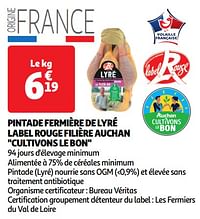 Pintade fermière de lyré label rouge filière auchan cultivons le bon-Huismerk - Auchan