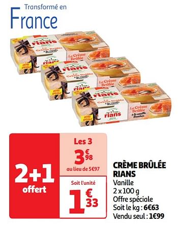Promoties Crème brûlée rians - Rians - Geldig van 30/04/2024 tot 05/05/2024 bij Auchan