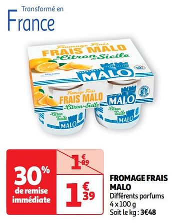 Promoties Fromage frais malo - Malo - Geldig van 30/04/2024 tot 05/05/2024 bij Auchan