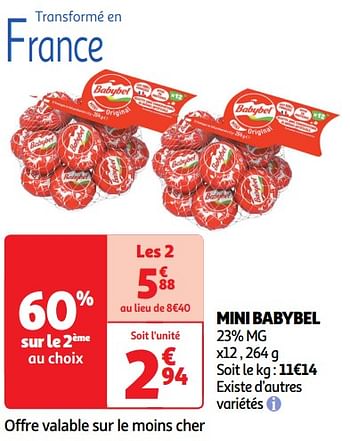 Promotions Mini babybel - Babybel - Valide de 30/04/2024 à 05/05/2024 chez Auchan Ronq