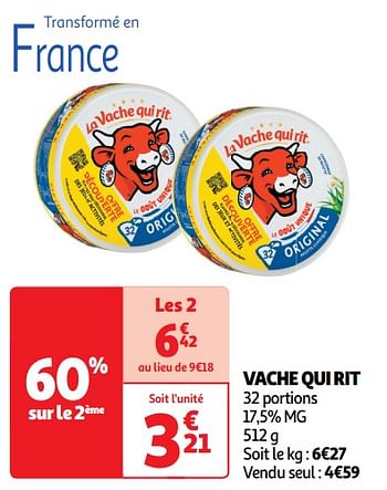 Promotions Vache qui rit - La Vache Qui Rit - Valide de 30/04/2024 à 05/05/2024 chez Auchan Ronq
