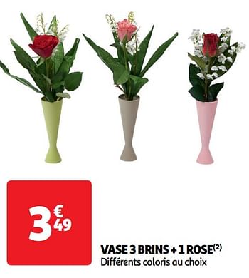 Promoties Vase 3 brins + 1 rose - Huismerk - Auchan - Geldig van 30/04/2024 tot 05/05/2024 bij Auchan