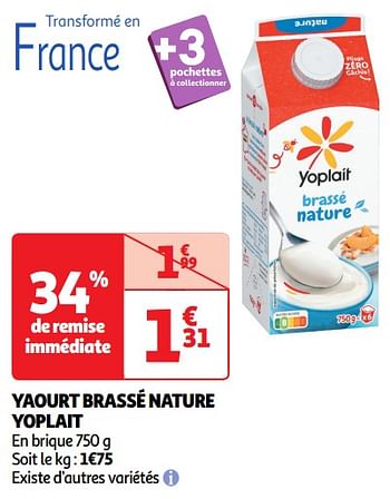Promotions Yaourt brassé nature yoplait - Yoplait - Valide de 30/04/2024 à 05/05/2024 chez Auchan Ronq