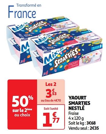 Promotions Yaourt smarties nestlé - Nestlé - Valide de 30/04/2024 à 05/05/2024 chez Auchan Ronq