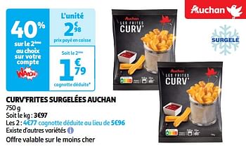 Promoties Curv`frites surgelées auchan - Huismerk - Auchan - Geldig van 30/04/2024 tot 05/05/2024 bij Auchan