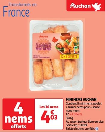 Promotions Mini nems auchan - Produit Maison - Auchan Ronq - Valide de 30/04/2024 à 05/05/2024 chez Auchan Ronq