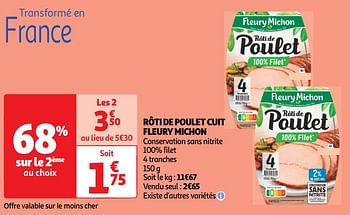 Promoties Rôti de poulet cuit fleury michon - Fleury Michon - Geldig van 30/04/2024 tot 05/05/2024 bij Auchan