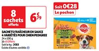 Promoties Sachets fraîcheur en sauce 4 variétés pour chien pedigree - Pedigree - Geldig van 30/04/2024 tot 05/05/2024 bij Auchan