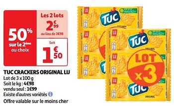 Promoties Tuc crackers original lu - Lu - Geldig van 30/04/2024 tot 05/05/2024 bij Auchan