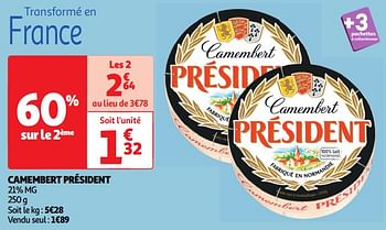 Promoties Camembert président - Président - Geldig van 30/04/2024 tot 05/05/2024 bij Auchan