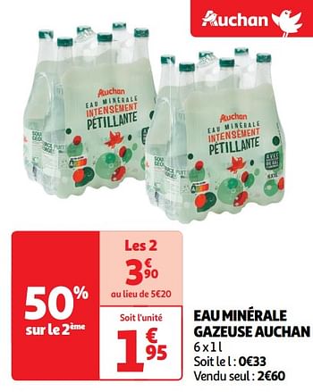 Promoties Eau minérale gazeuse auchan - Huismerk - Auchan - Geldig van 30/04/2024 tot 05/05/2024 bij Auchan