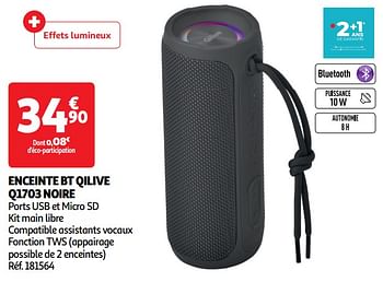 Promotions Enceinte bt qilive q1703 noire - Qilive - Valide de 30/04/2024 à 05/05/2024 chez Auchan Ronq