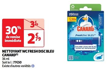 Promotions Nettoyant wc fresh disc bleu canard - Canard WC - Valide de 30/04/2024 à 05/05/2024 chez Auchan Ronq