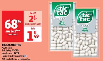 Promotions Tic tac menthe - TicTac - Valide de 30/04/2024 à 05/05/2024 chez Auchan Ronq